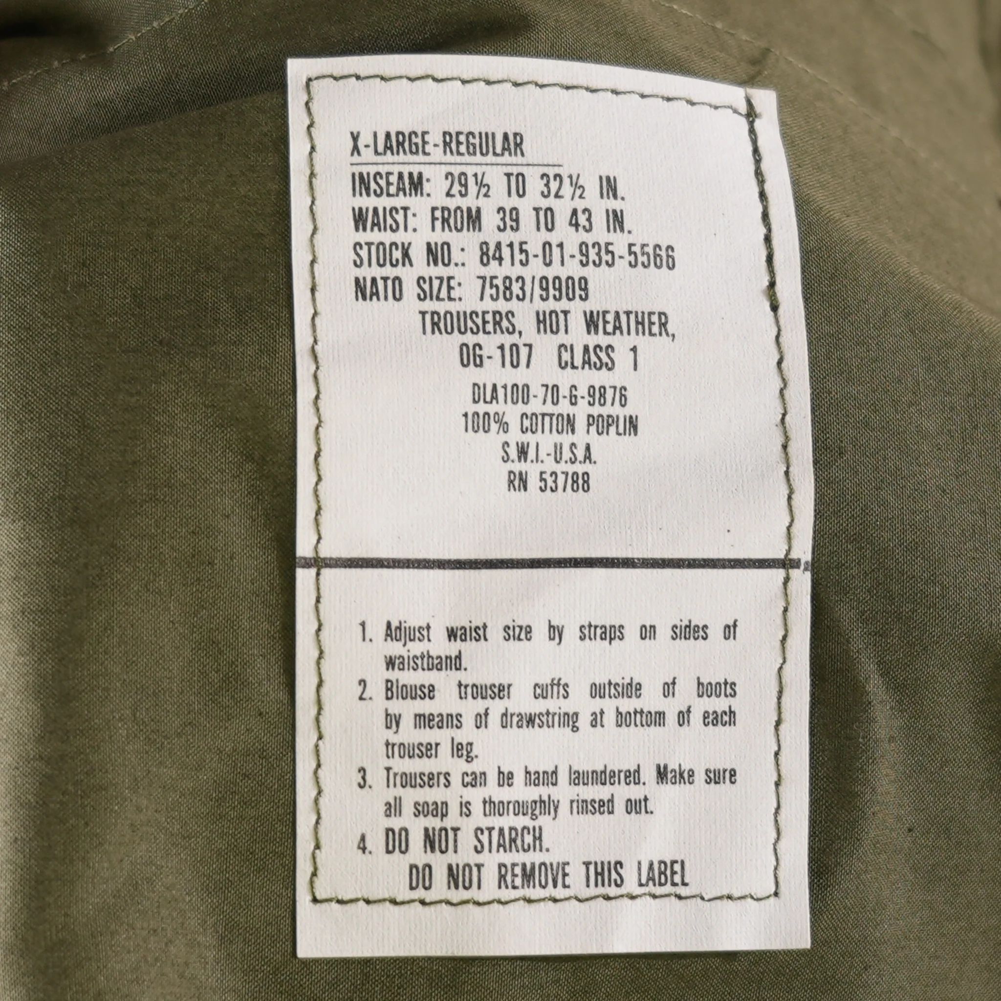 Reproduction USGI OG-107 Hot Weather Fatigue Pants - Image 3