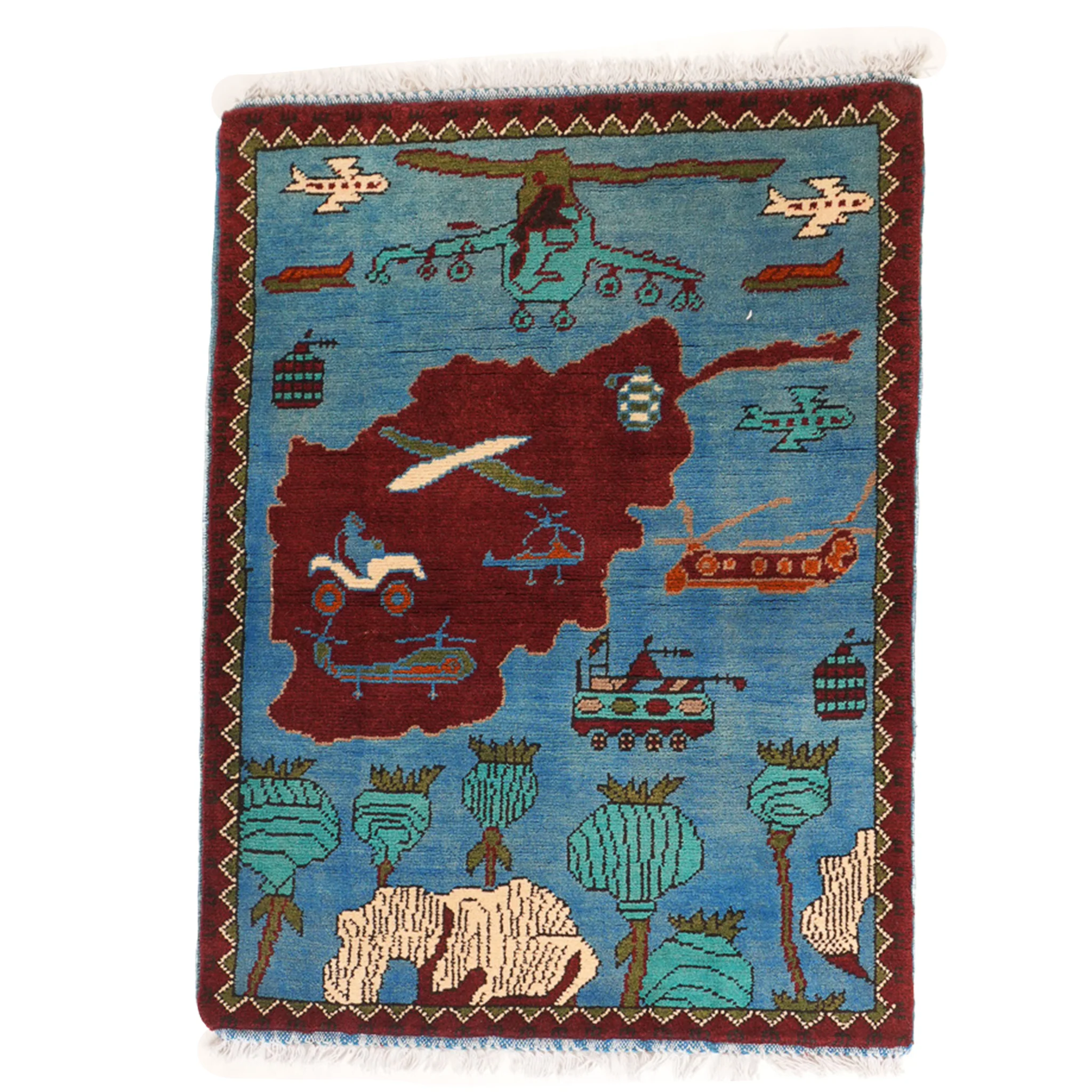 Soviet Afghan War Map Afghan Rug - Image 3